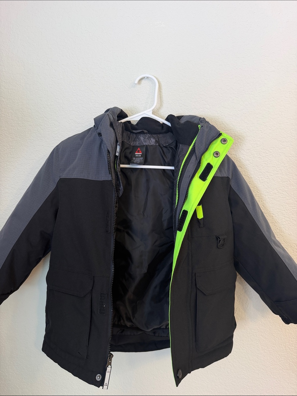 Gerry Weber Kids Black & Gray Puffer Jacket with Neon Green Trim